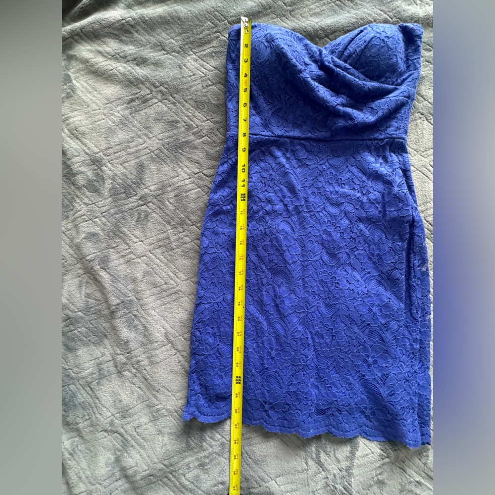 Teeze Me Blue Lace Strapless Dress Size 3 - Picture 3 of 6